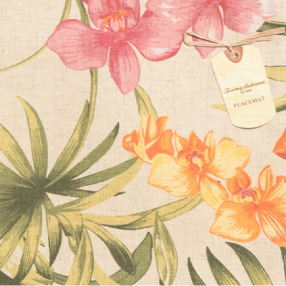 12pc TOMMY BAHAMA African Orchid Tropical Print Floral Design Placemats -13"x19" - Picture 2 of 2